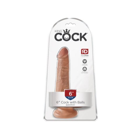 King Cock Dildo 6" Cock with Balls Tan