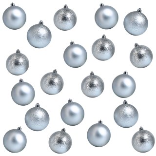 Zestaw 20 bombek choinkowych 8cm - eleganckie srebro