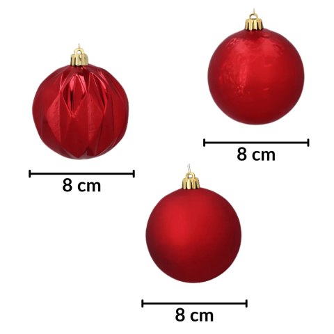 Zestaw 4 bombek choinkowych 8cm - ponadczasowa czerwień Zestaw 4 bombek choinkowych 8cm - ponadczasowa czerwień