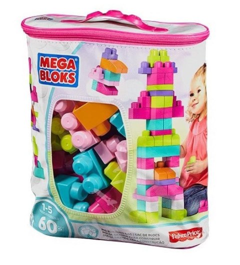 Mega Bloks Duża ECO torba z klockami różowa Mega Bloks Duża ECO torba z klockami różowa