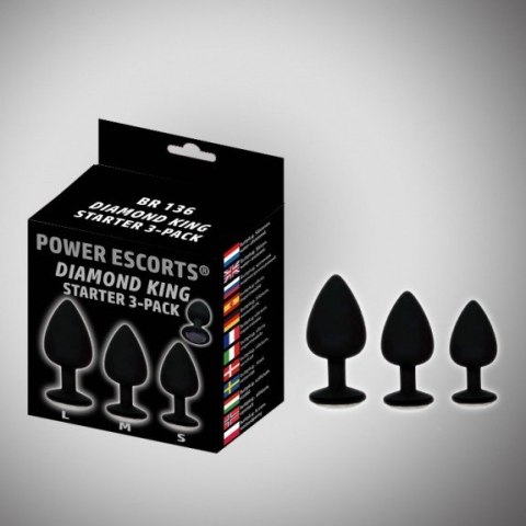 Plug-3-Pack Silicone Plug Black With Pink Stone Plug-3-Pack Silicone Plug Black With Pink Stone