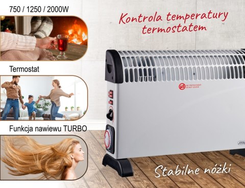 Grzejnik konwektorowy Mesko MS 7741w elektryczny Timer Turbo nawiew termostat 45dB 2000W Grzejnik konwektorowy Mesko MS 7741w elektryczny Timer Turbo nawiew termostat 45dB 2000W