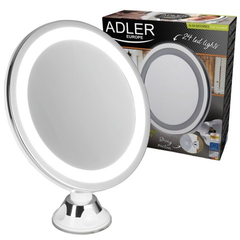 Lusterko LED Adler AD 2168 łazienkowe powiększające do makijażu 24 LED obrotowe 360 przyssawka