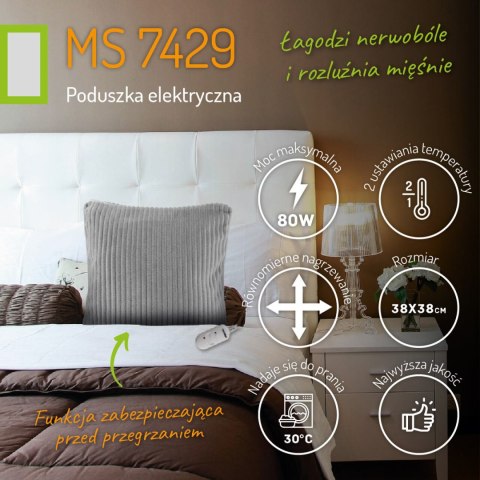 Poduszka elektryczna Mesko MS 7429 rozgrzewająca 2 poziomy temperatury pilot 38x38cm 80W