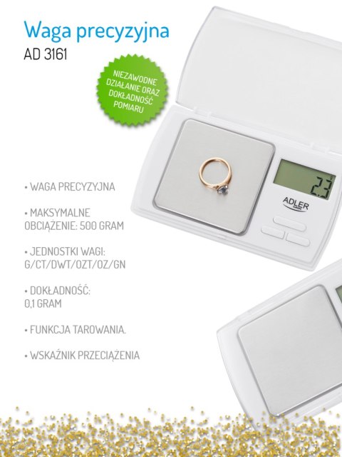 Waga jubilerska Adler AD 3161 precyzyjna elektroniczna 0,1g do 500g