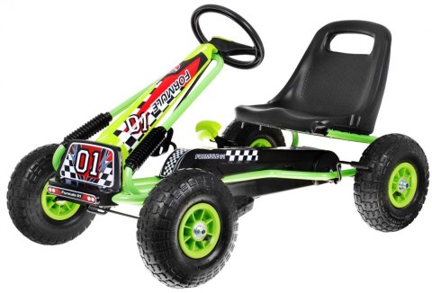 Gokart Air na pedały dla dzieci 3+ Zielony + Pompowane opony + Regulowany fotel Gokart Air na pedały dla dzieci 3+ Zielony + Pompowane opony + Regulowany fotel
