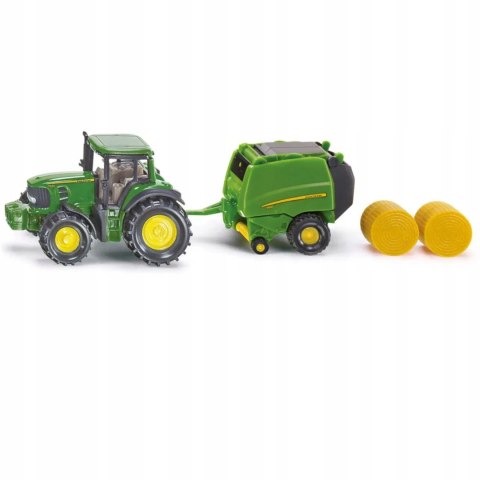 Siku Farmer Traktor z John Deere z prasą metal model S1665 Siku Farmer Traktor z John Deere z prasą metal model S1665