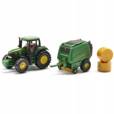 Siku Farmer Traktor z John Deere z prasą metal model S1665 Siku Farmer Traktor z John Deere z prasą metal model S1665