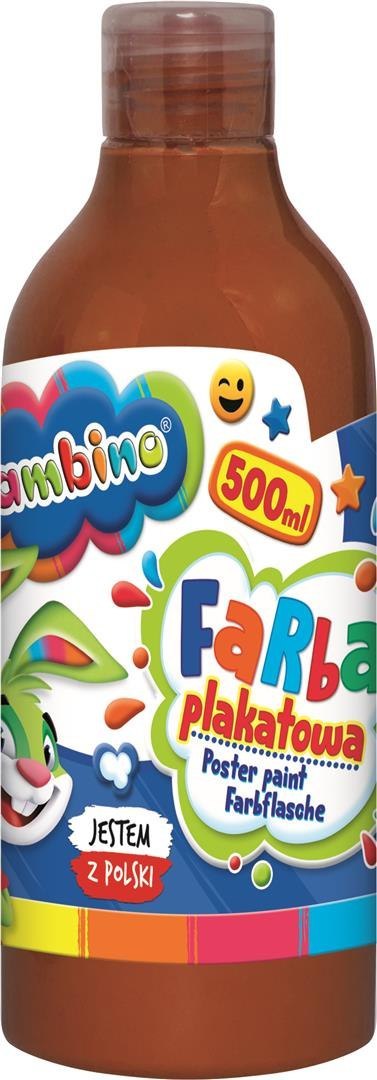 Farba plakatowa w butelce brązowa 500 ml ZWIERZAKI UCZNIAKI Farba plakatowa w butelce brązowa 500 ml ZWIERZAKI UCZNIAKI