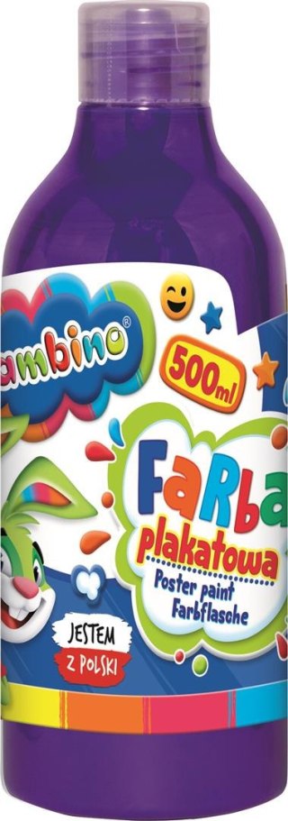Farba plakatowa w butelce fioletowa 500 ml ZWIERZAKI UCZNIAKI