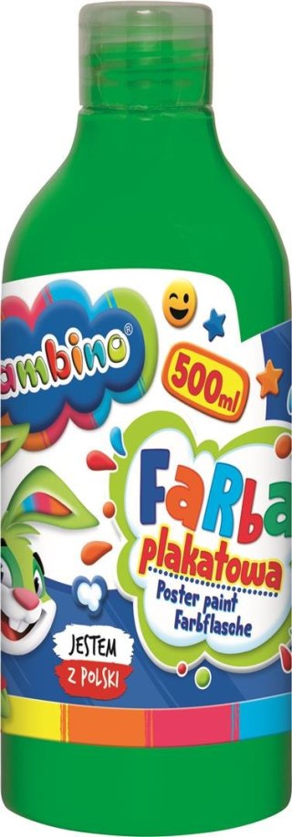 Farba plakatowa w butelce zielona 500 ml ZWIERZAKI UCZNIAKI