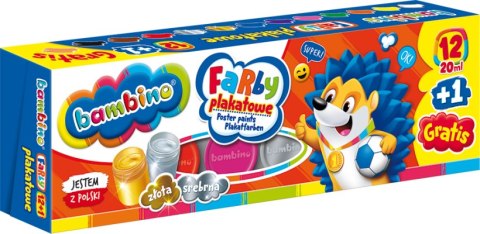 Farby plakatowe 12 kolorów 20 ml ZWIERZAKI UCZNIAKI Farby plakatowe 12 kolorów 20 ml ZWIERZAKI UCZNIAKI