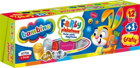 Farby plakatowe 12 kolorów 20 ml ZWIERZAKI UCZNIAKI Farby plakatowe 12 kolorów 20 ml ZWIERZAKI UCZNIAKI