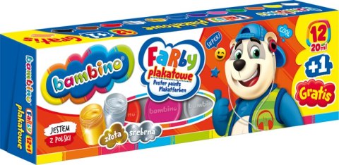 Farby plakatowe 12 kolorów 20 ml ZWIERZAKI UCZNIAKI Farby plakatowe 12 kolorów 20 ml ZWIERZAKI UCZNIAKI