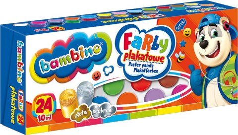 Farby plakatowe 24 kolory 10 ml ZWIERZAKI UCZNIAKI Farby plakatowe 24 kolory 10 ml ZWIERZAKI UCZNIAKI