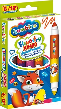 Flamastry dwustronne Jumbo 12 kolorów 6 sztuk ZWIERZAKI UCZNIAKI Flamastry dwustronne Jumbo 12 kolorów 6 sztuk ZWIERZAKI UCZNIAKI