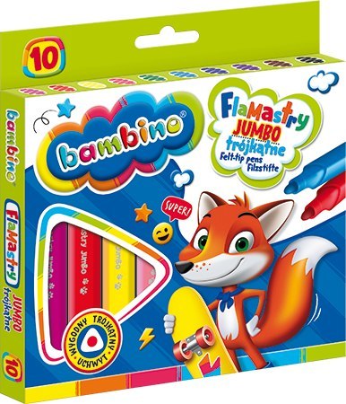 Flamastry trójkątne Jumbo 10 kolorów ZWIERZAKI UCZNIAKI Flamastry trójkątne Jumbo 10 kolorów ZWIERZAKI UCZNIAKI