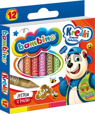 Kredki BAMBINO 12 kolorów + temperówka ZWIERZAKI UCZNIAKI Kredki BAMBINO 12 kolorów + temperówka ZWIERZAKI UCZNIAKI