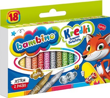 Kredki BAMBINO 18 kolorów + temperówka ZWIERZAKI UCZNIAKI Kredki BAMBINO 18 kolorów + temperówka ZWIERZAKI UCZNIAKI
