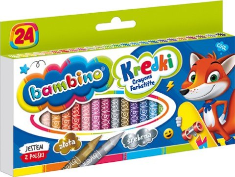 Kredki BAMBINO 24 kolory + temperówka ZWIERZAKI UCZNIAKI Kredki BAMBINO 24 kolory + temperówka ZWIERZAKI UCZNIAKI