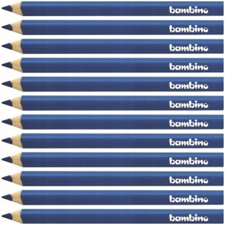 Kredki BAMBINO trójkątne w oprawie drewnianej granatowy 12 sztuk ZWIERZAKI UCZNIAKI