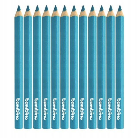 Kredki BAMBINO trójkątne w oprawie drewnianej niebieski 12 sztuk ZWIERZAKI UCZNIAKI Kredki BAMBINO trójkątne w oprawie drewnianej niebieski 12 sztuk ZWIERZAKI UCZNIAKI