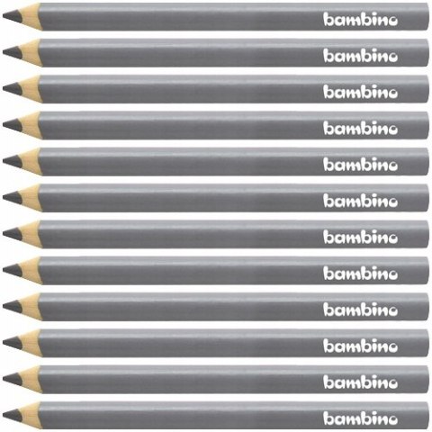 Kredki BAMBINO trójkątne w oprawie drewnianej srebrny 12 sztuk ZWIERZAKI UCZNIAKI Kredki BAMBINO trójkątne w oprawie drewnianej srebrny 12 sztuk ZWIERZAKI UCZNIAKI