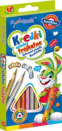 Kredki szkolne trójkątne 12 kolorów ZWIERZAKI UCZNIAKI