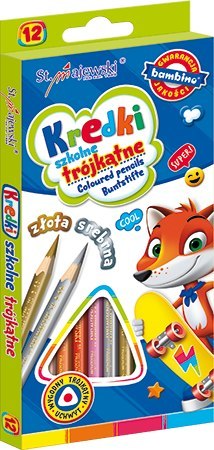 Kredki szkolne trójkątne 12 kolorów ZWIERZAKI UCZNIAKI Kredki szkolne trójkątne 12 kolorów ZWIERZAKI UCZNIAKI