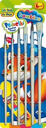 Pędzelki do farb i kleju 6 sztuk (nr 2, 4, 6, 8, 10, 12) ZWIERZAKI UCZNIAKI Pędzelki do farb i kleju 6 sztuk (nr 2, 4, 6, 8, 10, 12) ZWIERZAKI UCZNIAKI