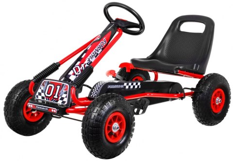Gokart Air na pedały dla dzieci 3+ Czerwony + Pompowane opony + Regulowany fotel Gokart Air na pedały dla dzieci 3+ Czerwony + Pompowane opony + Regulowany fotel