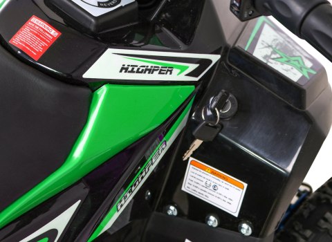 Quad HIPERFECT na akumulator Zielony 35km/h + Silnik bezszczotkowy 1000W + Koła pompowane + Regulacja siedzenia Quad HIPERFECT na akumulator Zielony 35km/h + Silnik bezszczotkowy 1000W + Koła pompowane + Regulacja siedzenia