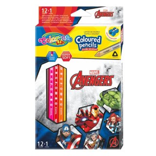 DISNEY COLORINO - KREDKI OŁÓWKOWE TRÓJKĄTNE 12 SZTUK + TEMPERÓWKA -AVENGERS