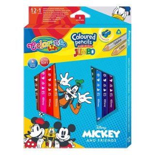 DISNEY COLORINO - KREDKI OŁÓWKOWE TRÓJKĄTNE 12 SZTUK + TEMPERÓWKA - MICKEY