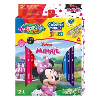 DISNEY COLORINO - KREDKI OŁÓWKOWE TRÓJKĄTNE 12 SZTUK + TEMPERÓWKA - MINNIE