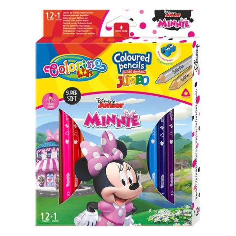 DISNEY COLORINO - KREDKI OŁÓWKOWE TRÓJKĄTNE 12 SZTUK + TEMPERÓWKA - MINNIE DISNEY COLORINO - KREDKI OŁÓWKOWE TRÓJKĄTNE 12 SZTUK + TEMPERÓWKA - MINNIE