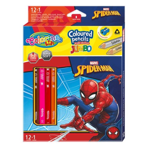 DISNEY COLORINO -KREDKI OŁÓWKOWE TRÓJKĄTNE 12 SZTUK + TEMPERÓWKA SPIDERMAN DISNEY COLORINO -KREDKI OŁÓWKOWE TRÓJKĄTNE 12 SZTUK + TEMPERÓWKA SPIDERMAN