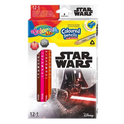 DISNEY COLORINO - KREDKI OŁÓWKOWE TRÓJKĄTNE 12 SZTUK + TEMPERÓWKA STAR WARS DISNEY COLORINO - KREDKI OŁÓWKOWE TRÓJKĄTNE 12 SZTUK + TEMPERÓWKA STAR WARS
