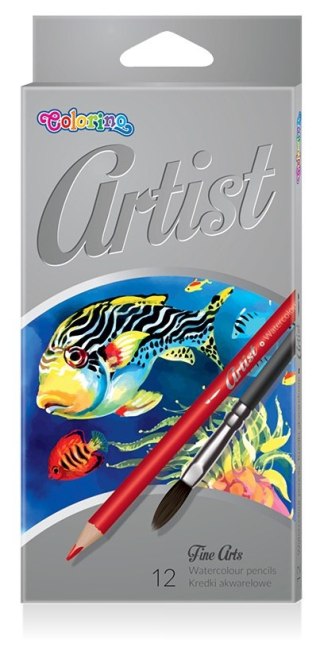 Colorino artist kredki akwarelowe okrągłe 12 kolorów dla dziecka do szkoły