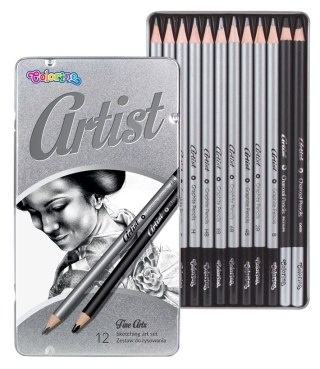 Colorino artist zestaw do rysowania 12 szt metalowe pudeł do szkicu
