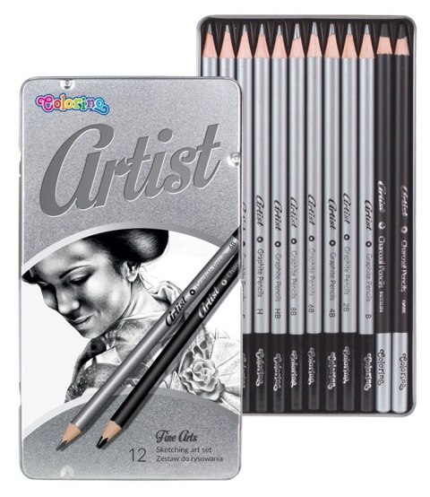 Colorino artist zestaw do rysowania 12 szt metalowe pudeł do szkicu Colorino artist zestaw do rysowania 12 szt metalowe pudeł do szkicu