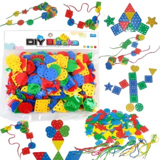 Klocki Geometryczne Do Nawlekania Edukacyjne Kreatywne Dla Dzieci 195 ele