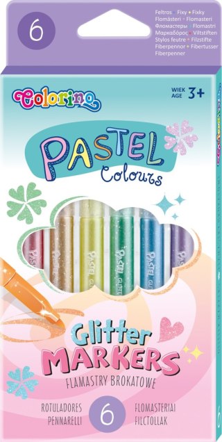 Colorino pastel flamastry brokatowe 6 kolorów pisaki mazaki