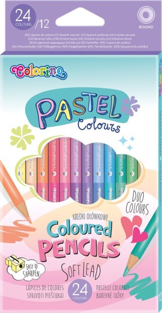 Colorino pastel kredki ołówkowe okrągłe dwukolorowe 12 sztuk 24 kolory