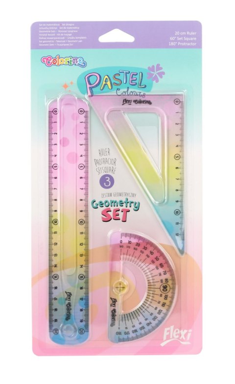 Colorino pastel zestaw geometryczny tęczowy 3 elementy dla dzieci Colorino pastel zestaw geometryczny tęczowy 3 elementy dla dzieci