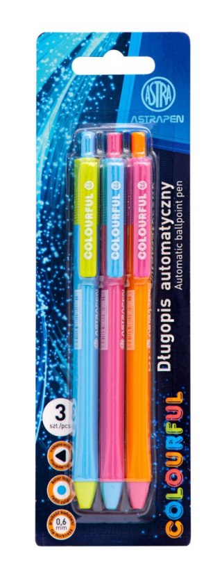 Długopis automatyczny trójkątny 0,6 mm ASTRAPEN Fusion Colorful - 3 szt