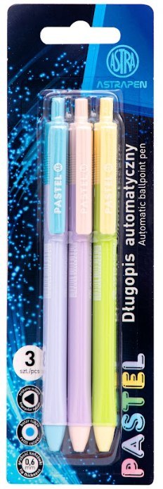 Długopis automatyczny trójkątny 0,6 mm ASTRAPEN Fusion Pastel - 3 szt
