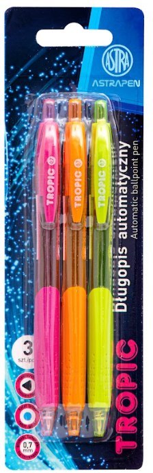 Długopis automatyczny trójkątny z gumowym uchwytem ASTRAPEN Tropic 3 szt
