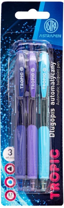 Długopis automatyczny trójkątny z gumowym uchwytem ASTRAPEN Tropic 3 szt