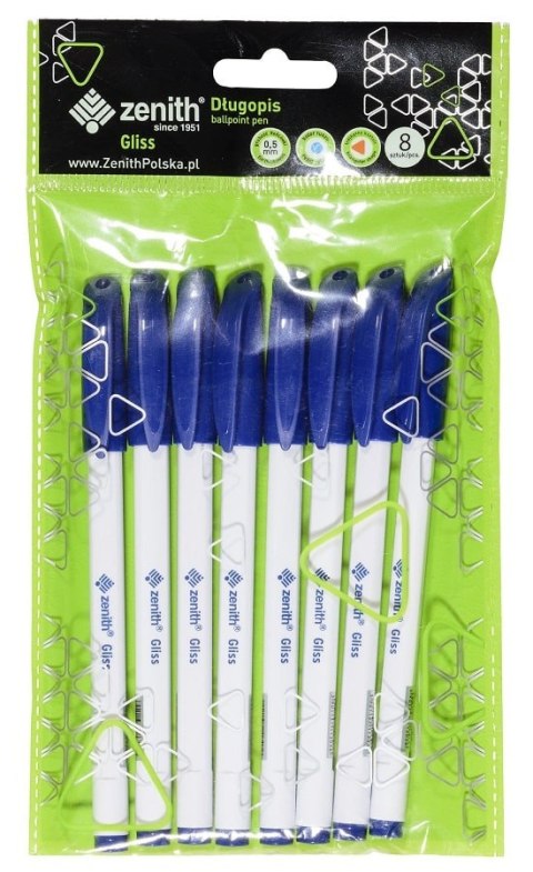 Długopis ze skuwką 0,5 mm ZENITH GLISS niebieski - 8 szt. opp bag Długopis ze skuwką 0,5 mm ZENITH GLISS niebieski - 8 szt. opp bag